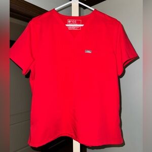 Women’s Figs Catarina One-Pocket Scrub Top in Pop Red